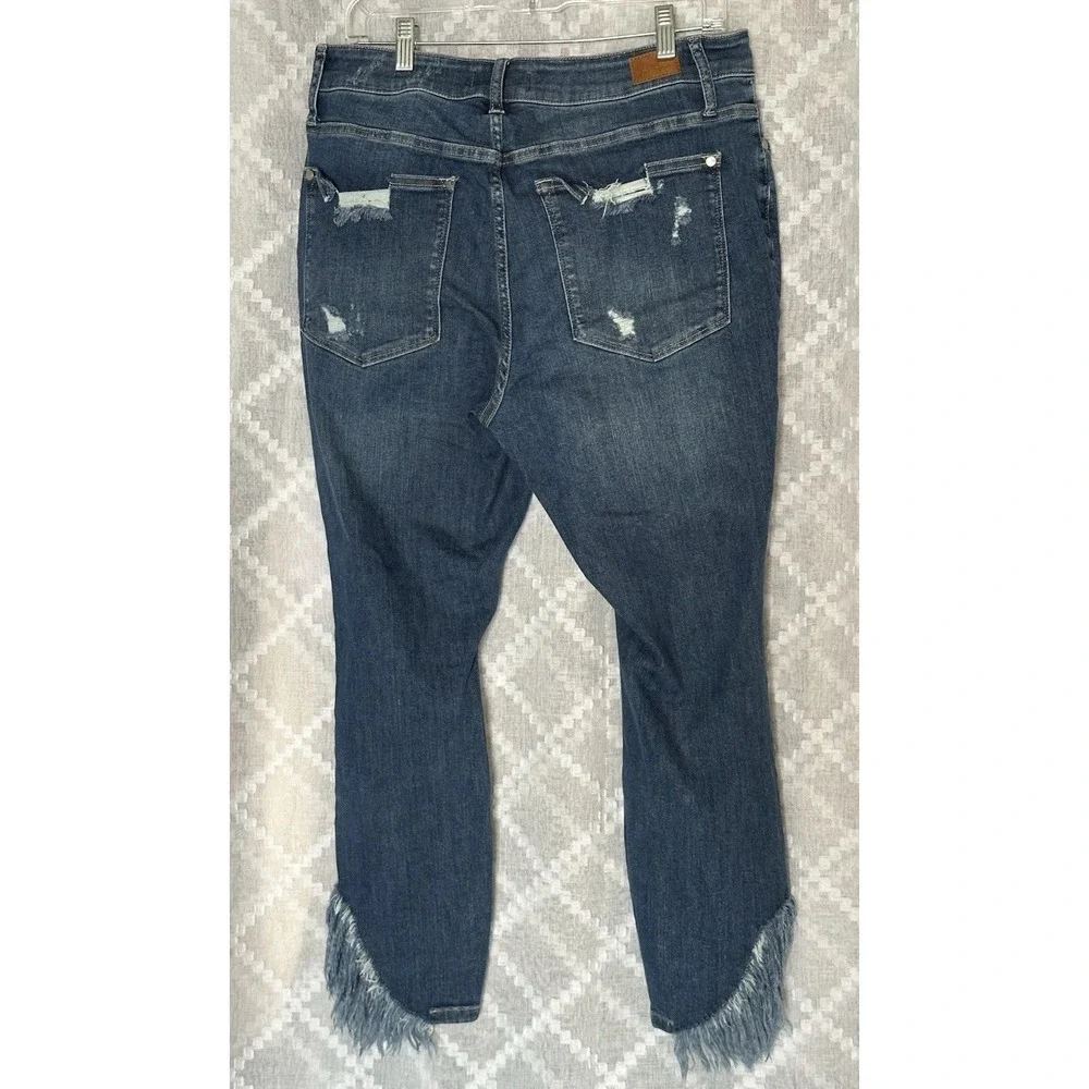 Judy‎ Blue Womens 14W Skinny Jeans Distressed Raw Hem Stretch Denim Blue Casual